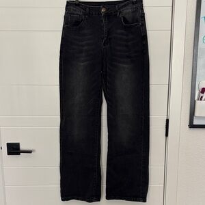 Black Wide-Leg Stretch Jeans